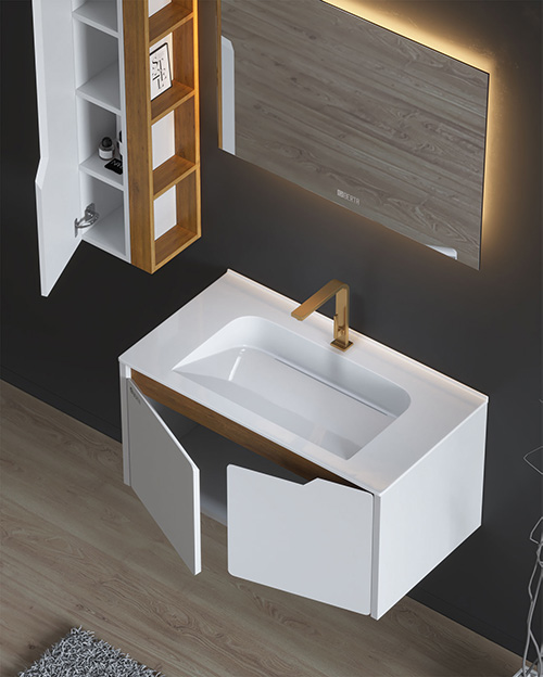 Wood and PVC vanity cabinet model D-8010